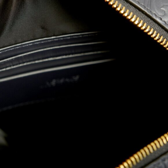 Versace Unisex Navy Blue Barocco Embossing Leather Crossbody Shoulder Bag - Picture 6 of 8